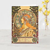 Carte Zodiac, tableau Art Nouveau d'Alphonse Mucha (Fleur jaune)