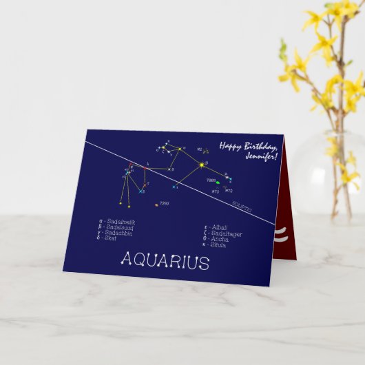 Carte Zodiaque Aquarius (Fleur jaune)