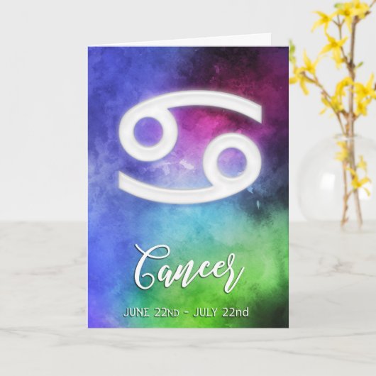 Carte Zodiaque : Dates Cancer (Fleur jaune)