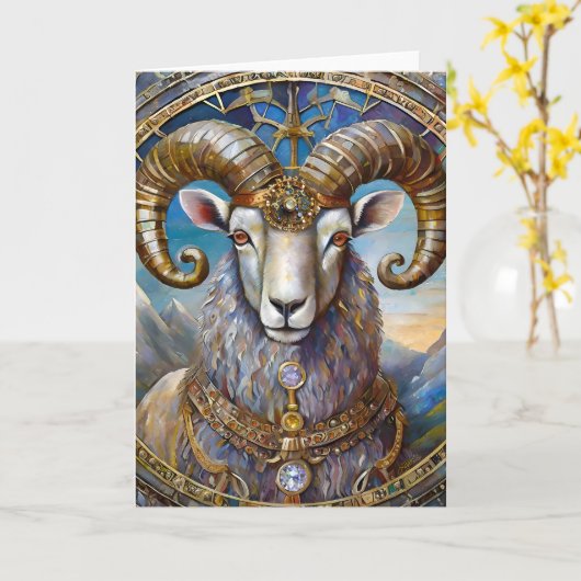 Carte Zodiaque - Le Bélier (Fleur jaune)