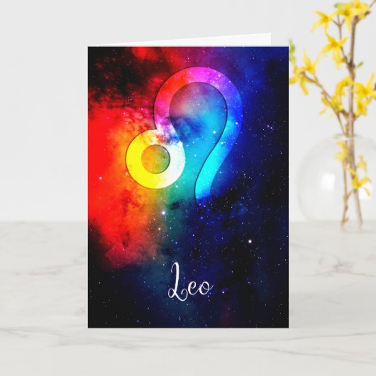 Carte Zodiaque : Leo Rainbow Space (Fleur jaune)