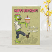 Carte Zombie avec Cupcake Funny Birthday Card (Fleur jaune)