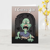 Carte Zombie dans un cimetière pour la Saint-Valentin (Fleur jaune)