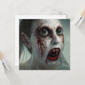 Carte Zombie effrayant marchant pour Halloween (Devant/Arrière en situation)