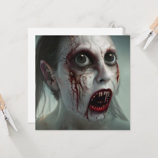 Carte Zombie effrayant marchant pour Halloween (Devant/Arrière en situation)