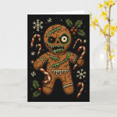Carte Zombie Gingerbread Man Christmas Zombie  (Fleur jaune)