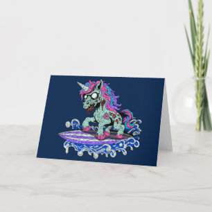Carte Zombie Licorne Surfeur
