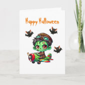 Carte Zombie volant Avion Bateaux Avion Halloween (Devant)