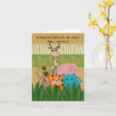 Carte Zoo Animal Nouveau Bébé félicitations (Fleur jaune)