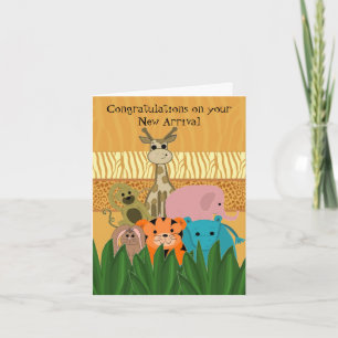 Carte Zoo Animal Nouveau bébé Félicitations