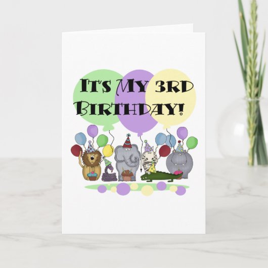 Carte Zoo Animaux 3e Anniversaire Tshirts et cadeaux (Devant)