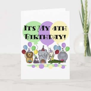 Carte Zoo Animaux 4e anniversaire Tshirts et cadeaux