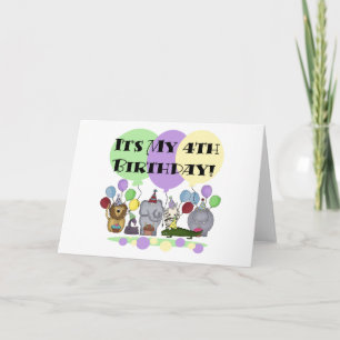 Carte Zoo Animaux 4e anniversaire Tshirts et cadeaux