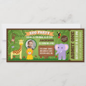 Carte Zoo Ticket Wild Animal Safari Anniversaire de enfa (Devant)