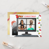 Carte Zoomy Christmas Call Video Satire Conference (Devant/Arrière en situation)