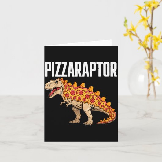 Carte Zza T-rex Dino Fast Food Funny Zza Dinosaur  (Fleur jaune)
