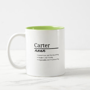 Carter, Jongen Gepersonaliseerde Naam Definitie Tweekleurige Koffiemok