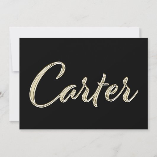 Carter Nom or blanc Carte écriture manuscrite (Devant)