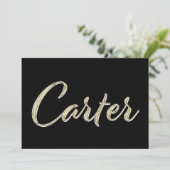 Carter Nom or blanc Carte écriture manuscrite (Debout devant)