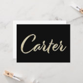 Carter Nom or blanc Carte écriture manuscrite (Devant/Arrière en situation)