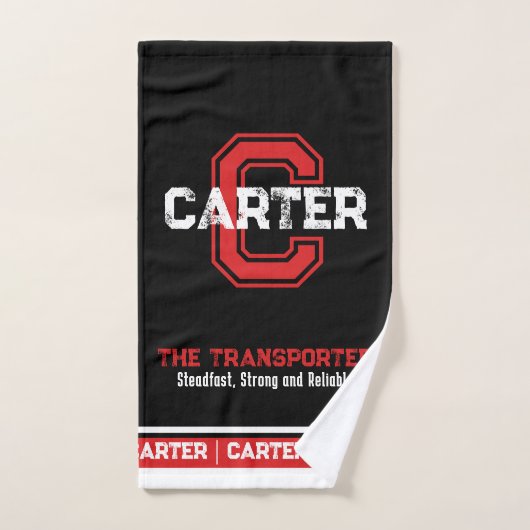 Carter nom signifiant monogramme sport noir rouge (Serviette à main)