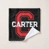 Carter nom signifiant monogramme sport noir rouge (Gant de toilette)