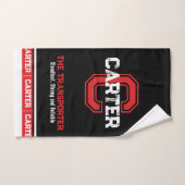 Carter nom signifiant monogramme sport noir rouge (Serviette à main)