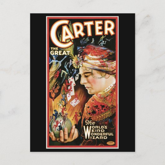Carter The Great ~ Wizard Magic Act Briefkaart (Voorkant)