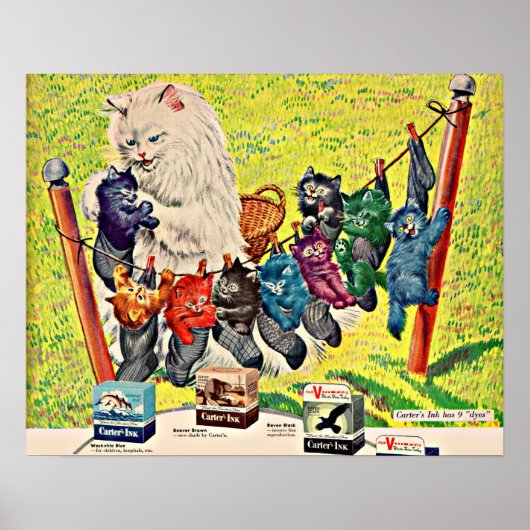 Carter's Ink and mamma cat and kittens uit 1940 Poster (Voorkant)