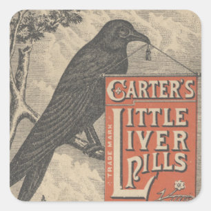 Carter's Little Liver Pills Ephemera Vierkante Sticker