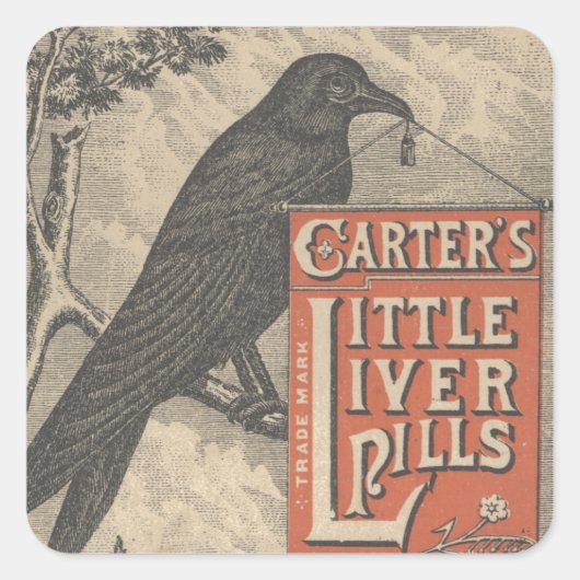 Carter's Little Liver Pills Ephemera Vierkante Sticker (Voorkant)