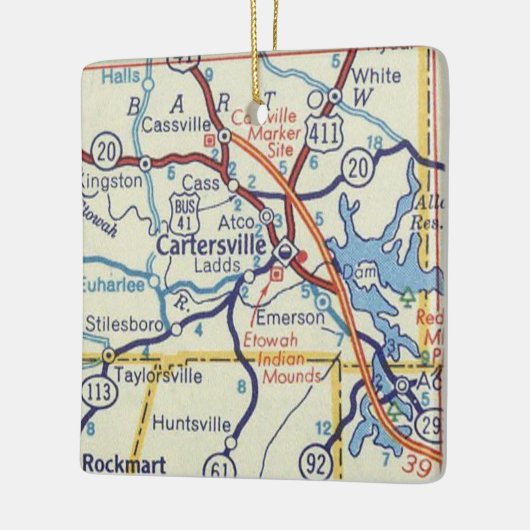 Cartersville GA kaart Keramisch Ornament (Links)