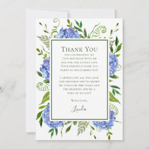 Cartes 75 ans Anniversaire Hydrangeas Bleus