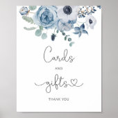 Cartes à fleurs et poster cadeaux bleu poussiéreux (Devant)