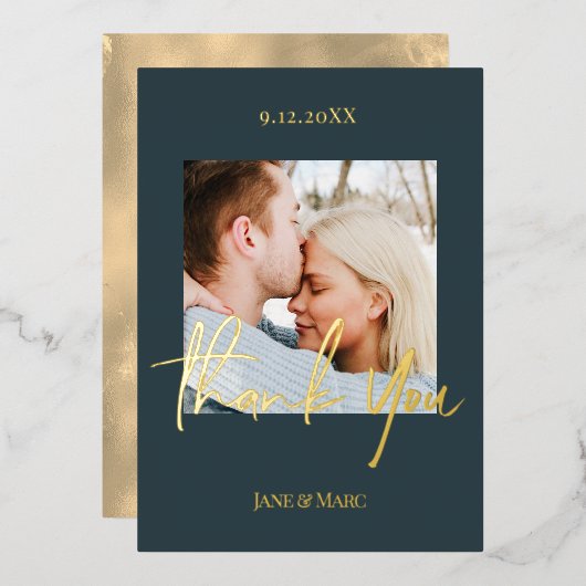 Cartes à huile Merci Mariage bleu foncé (Recto/Verso)