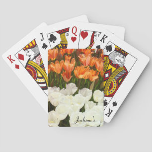 Cartes à jouer à nom personnalisé Fleurs de tulipe