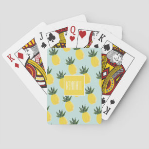 Cartes à jouer ananas personnalisées avec monogram