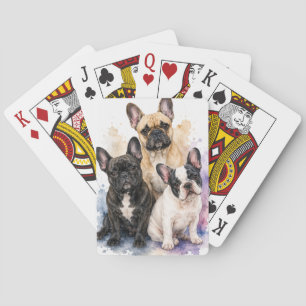 Cartes à jouer aquarelle Bouledogue français