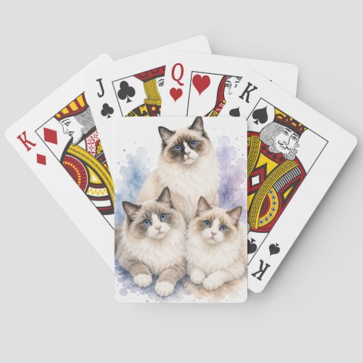 Cartes à jouer aquarelle Ragdoll (dos)