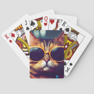 CARTES À JOUER ART CHAT COOL AVEC LUNETTES DE SOL