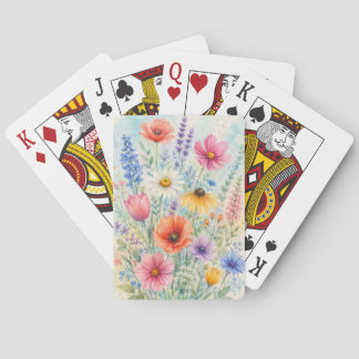 Cartes à jouer aux fleurs sauvages aquarelles