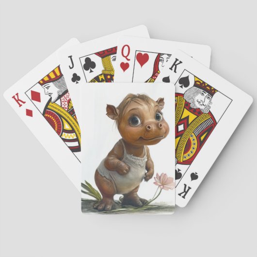 Cartes à jouer avec bébé hippopotame (dos)