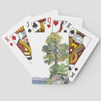 Cartes à jouer avec design de lac à l'aquarelle