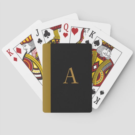Cartes à jouer avec monogramme noir Cadeau (dos)