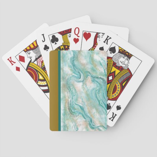 Cartes à jouer cadeau en marbre vert (dos)
