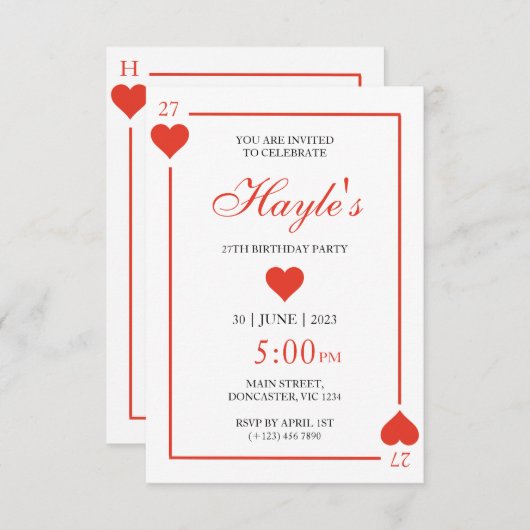 Cartes à jouer Casino Reine de Cœur 27e Anniversai (Devant / Derrière)