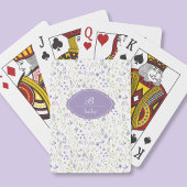 Cartes à jouer classiques à monogramme floral viol
