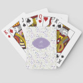 Cartes à jouer classiques à monogramme floral viol (dos)