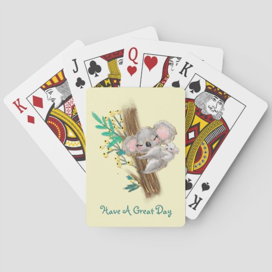 Cartes à jouer classiques Mère et bébé koalas (dos)