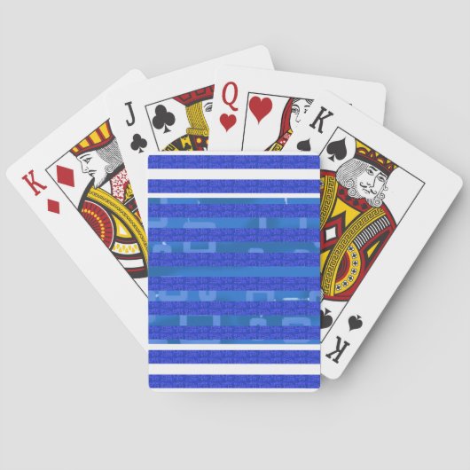 Cartes à jouer classiques rayées géométriques bleu (dos)
